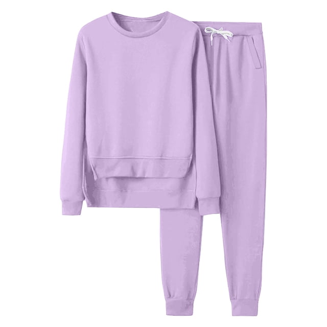 XZNGL Womens Casual Solid Hooded Drawstring Loose Long Sleeve Sweatshirt Tops And Long Pants Set Suits