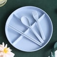 thumbnail image 4 of Dividing Tableware Set, Partitioned Plates with Spoon, Fork & Chopsticks, Kitchen Utensils Set for Family Meals, Space-Saving, Microwave Safe, Home & Kitchen Organization, 4 of 5