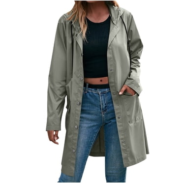 Soki Imperméable pour Femmes, Manteau de Pluie Léger, Actif, Extérieur, Long, à Capuche