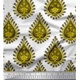 thumbnail image 1 of Soimoi Yellow Heavy Satin Fabric Floral Block Fabric Prints By Yard 54 Inch Wide, 1 of 5