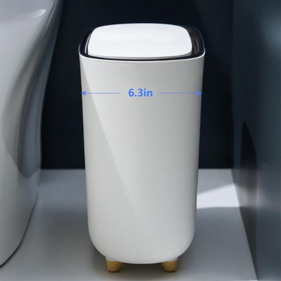 Vrorvz Poubelle Automatique de Salle de Bain avec Couvercle à Pression pour Bureau, VR, Chambre, Salon, Corbeille en Plastique de 1,5 Gallon, Facile à Nettoyer et Système d'Enfilage par Adsorption à l'Épreuve des Animaux