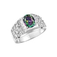 thumbnail image 4 of RYLOS Men's Rings Sterling Silver Designer Nugget Ring Oval 9X7MM Gemstone & Diamonds  Alexandrite June Birthstone Rings For Man Size 10, 4 of 7