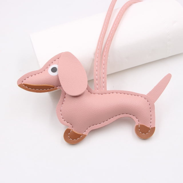 Leather Dachshund Keychain with Rope Handmade Sausage Dog Bag Charm for Phone Case, Car Keys & Pet Lover Accessory