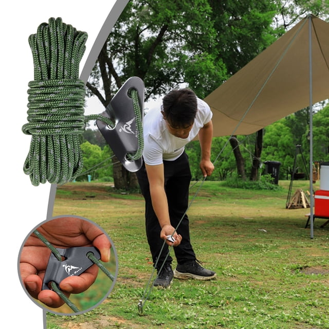 TopLLC Outdoor Windproof Rope Tent Rope Reflective Rope Canopy Rope Fixed Tied Rope Camp Adjustment Rope Thickened And Lengthened With Adjustment Buckle 5 Meters