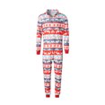 thumbnail image 2 of Kmbangi Parent-child Red Elk Printed Pattern Long Sleeve Hooded Jumpsuit, 2 of 9