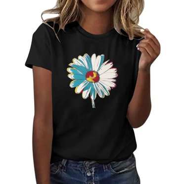 Savings Clearance! BEFOKA Womens Plus Size Tops Clearance,Summer Casual Blouse T-shirt for Womens,Women's Lover Printed T-shirt Round Neck Short Sleeved