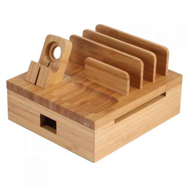 Support de Charge pour Téléphone, Support de Charge en Bambou Robuste, Bureau pour Maison