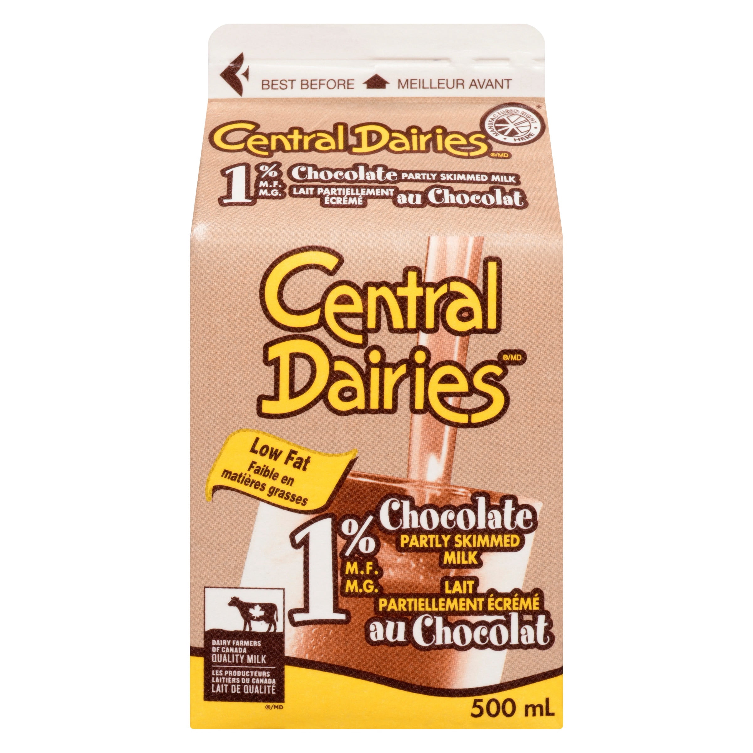 Central Dairies Lait au Chocolat Partiellement Écrémé 1 %