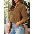 thumbnail image 3 of Chemises en Velours Côtelé à Boutons pour Femmes Col Rabattu Blouse à Manches Longues Hauts, 3 of 7