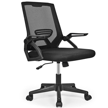 Flip-Up Arms Office Desk Chair, Height Adjustable Mesh Executive Swivel Computer Task Chair with Lumbar Support, Black
