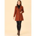 thumbnail image 3 of INSPIRE CHIC Manteau pour Femme Couleur Unie Revers Cranté Simple Boutonnage Caban d'Hiver Rouge Brique m, 3 of 6