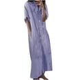 thumbnail image 2 of Jusqu'à 65 % de Rabais! Robes d'Été Mode pour Femmes 2024 Robe Grande Taille pour Col en V Robes d'Été Décontractées Poche Genou Manches Courtes avec Poches, 2 of 6