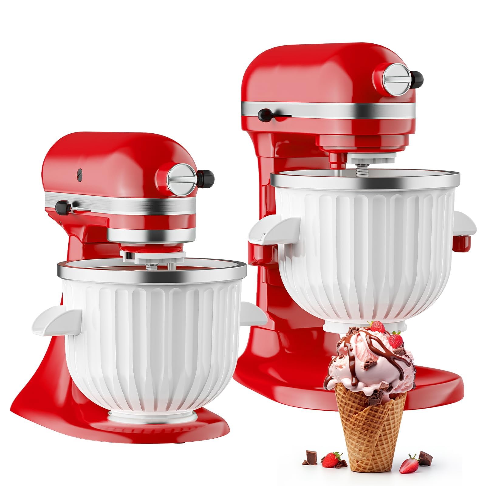 Ice Cream Maker Attachment for KitchenAid Stand Mixer | 2 Quart Ice Cream Bowl, Fits for KitchenAid 4.5 Qt & Larger Models - Homemade Ice Cream, Gelato & Sorbet, Ice Cre