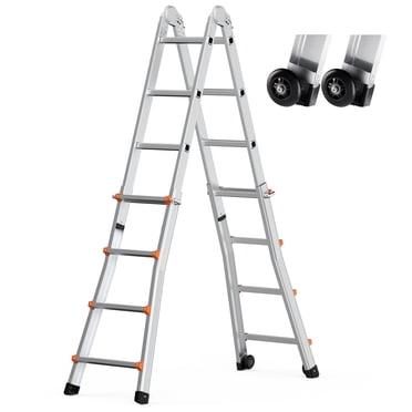 KFFKFF Échelle Télescopique à Cadre, Échelle d'Extension Compacte en Aluminium de 13 Pi, Échelle Pliable Portable Multifonction pour VR, Échelle Télescopique pour Escaliers de Devoirs Intérieur Extérieur Toit, Charge de 330 Lb