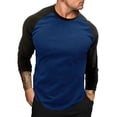 thumbnail image 1 of vdgthytj T-Shirts pour Hommes Tendance à Blocs de Couleur Col Rond Manches Longues Chandail T-Shirts Vintage Slim Basiques Raglan Tops, 1 of 5