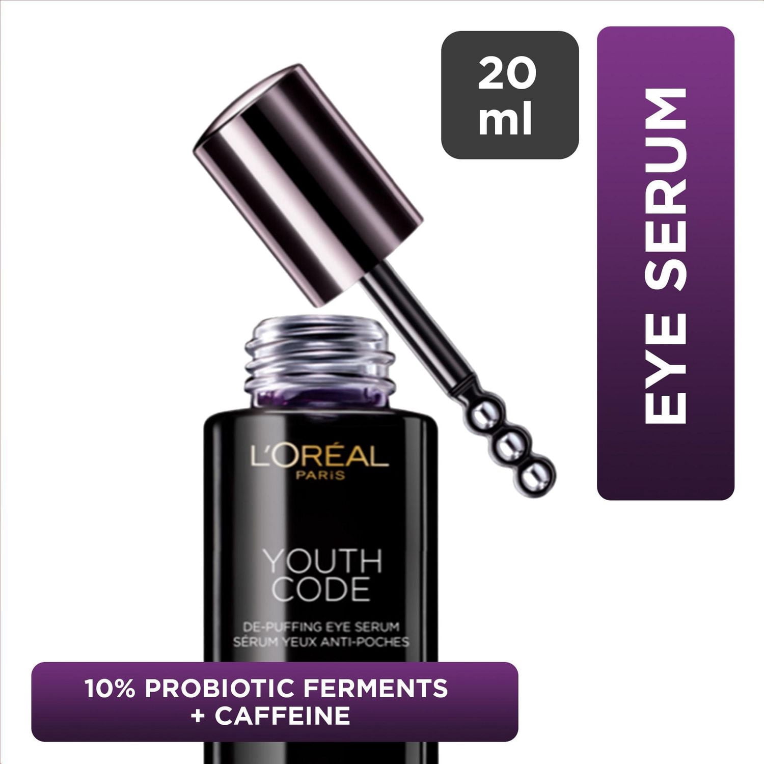 L'Oréal Paris Revitalift Youth Code Sérum Yeux, 10% Ferments Probiotiques + Caféine, 20 mL