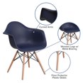 thumbnail image 2 of Alonza Series Navy Plastic Chair with Wooden Legs, 2 of 9