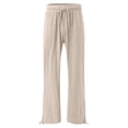 thumbnail image 4 of Yuyuzo Womens Pants Solid Color Elastic Waist Drawstring Casual Wide Leg Pants Ladies Loose Lounge Pants For Workout, 4 of 7