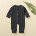 thumbnail image 2 of UAMVSH Newborn Baby Boy Girl Rompers Ribbed Knitted Onesie Clothes Infant Long Sleeve Button down Jumpsuits Fall Winter(9-12 Months,Dark Gray), 2 of 3