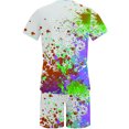 thumbnail image 4 of Men Print Short Sleeves Casual Beach Short Sleeve Round-Neck Blouses & Sets, 4 of 5