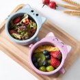 thumbnail image 2 of Wheat Straw Cat Design Small Bowl with Handle Eco-friendly Big Salad Children Dinnerware (Pink), 2 of 8
