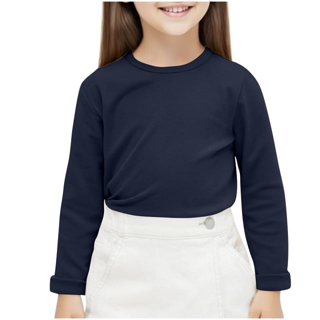 SERTG Chandail à Col Roulé/col Rond Manches Longues Chaud pour Enfants Unisexe Chandail de Base Couche de Base pour Enfant et Enfant (Marine 1,6 Ans)