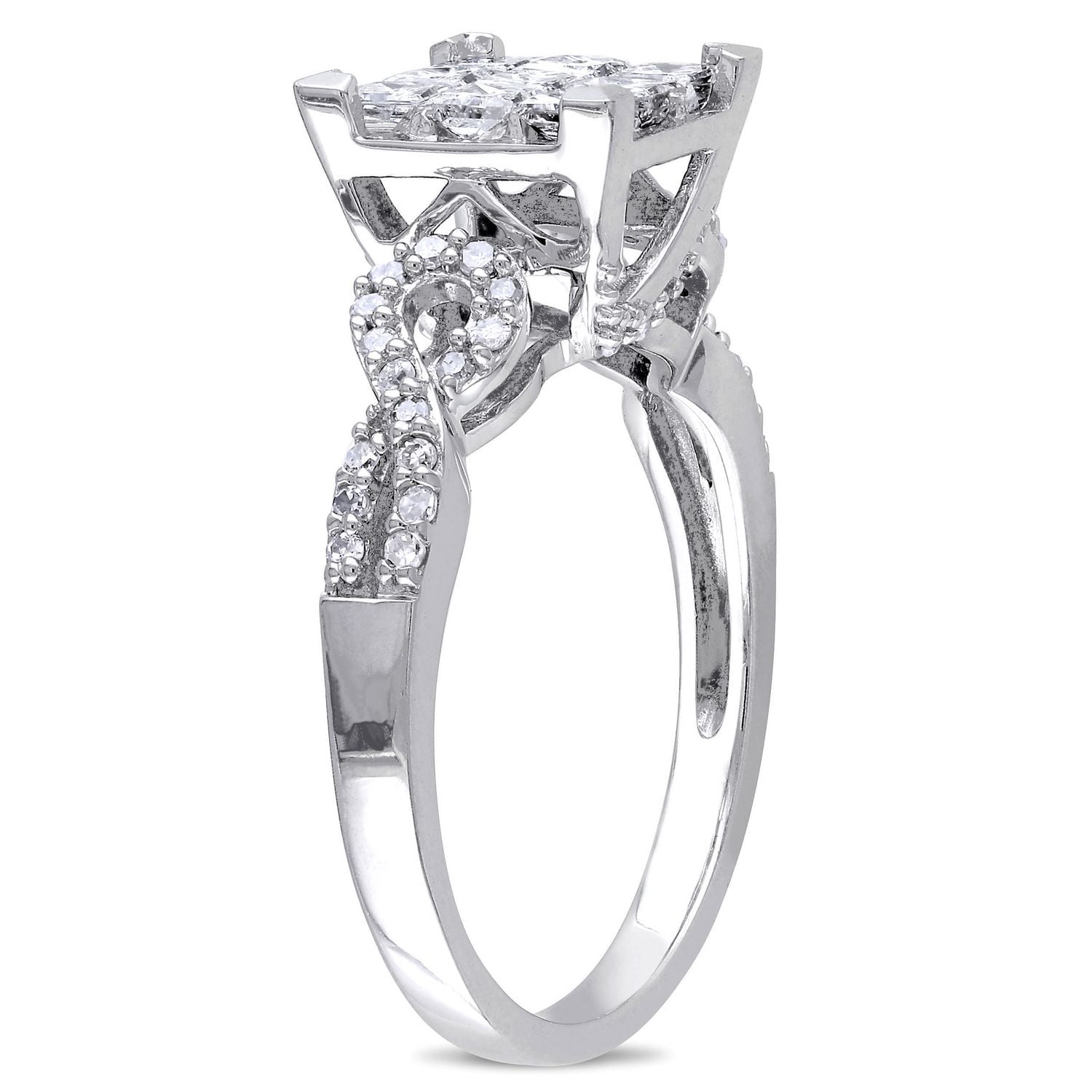 Miabella 1 Carat T.W. Princess-Cut Diamond 10 K White Gold Engagement Ring