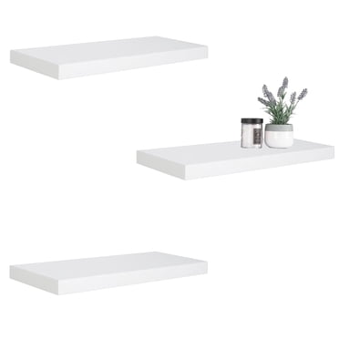 ITY International - Set of 3 Wall Mounted Floating Shelves, 31.5" x 9.25" x 1.5", White