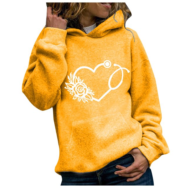 Pull à Capuche pour Femmes Pull Décontracté à Capuche pour Femmes Sweat-Shirt Imprimé à Manches Longues