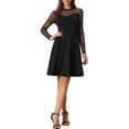 thumbnail image 1 of INSPIRE CHIC Robe Patineuse de Fête pour Femme en Maille Transparente à Manches Transparentes avec Cœurs S Noir-Pois, 1 of 6