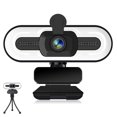 thumbnail image 1 of 1080P Webcam with Microphone, Full HD Facecam Live Streaming Webcams with Ring Light, Tripod, 360° Swivel Radius, USB Camera for PC, 1 of 5