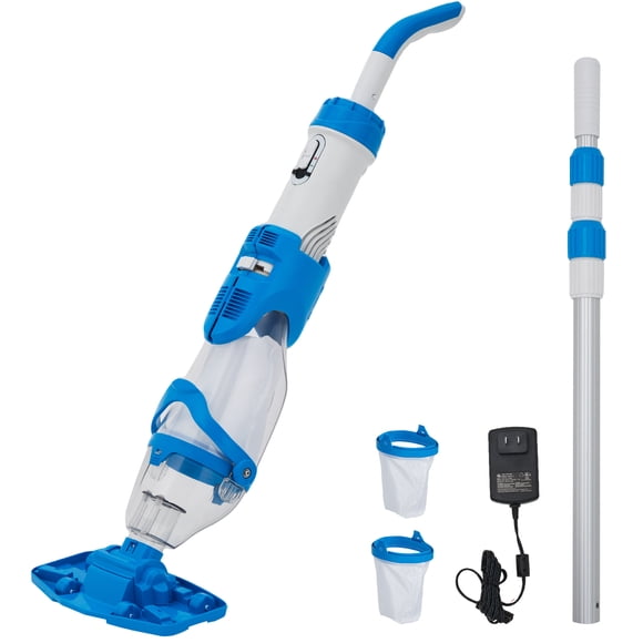 Aspirateur de Piscine Portatif Sans Fil Rechargeable avec Perche Télescopique, Double Vitesse, Aspiration Puissante de 19,8 Gpm, Nettoyeur de Piscine Amélioré, Double Filtre, pour Piscines hors Terre/foncées, Bains à Remous et Spas