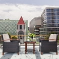 thumbnail image 3 of Giantex 3 Pieces Patio Furniture Set, Outdoor Rattan Sofa and Side Table w/Solid Acacia Wood Frame, High Load Bearing Conversation Bistro Set w/Washable and Removable Cushions, 3 of 10