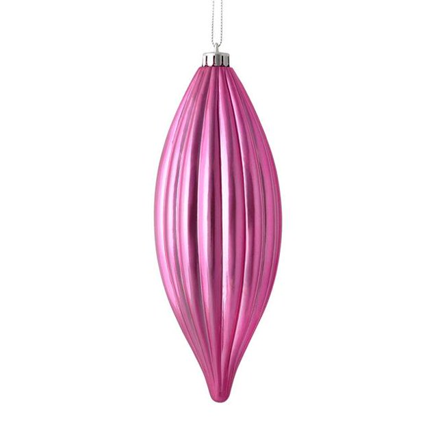 Vickerman M183279S 8 in. Pink Shiny Line Finial Ornament 4 per Bag