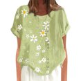 thumbnail image 4 of Innerwin T-Shirt Imprimé Floral Femmes Tops Plage Cou Confortable T-Shirt Jaune Clair M, 4 of 5