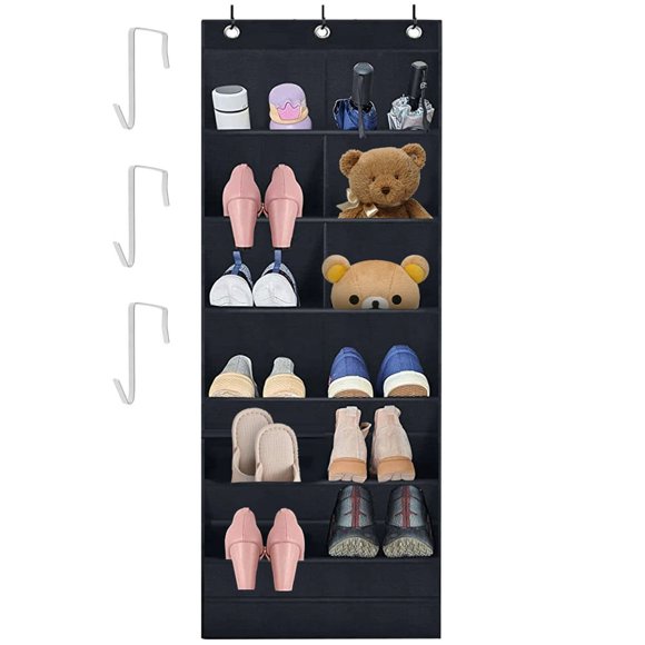 Hanging Shoe Organizer with 9 Pocket Hooks Wear Resistant 600D Oxford Shoe Storage Door Hanger Heavy Duty Deep Pockets Over the Door Shoe Rack for Home Men Women Shoes Sneakers 17 x 6.7 x