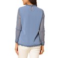 thumbnail image 3 of INSPIRE CHIC Blouses Décontractées pour Femmes à Col Rond en Dentelle Florale à Manches Longues en Chiffon, 3 of 5