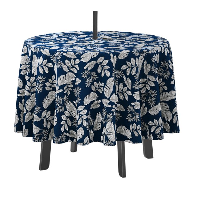 Vargottam Indoor/OutdoorRoundTablecloth 58 InchTablecloth With Umbrella Hole & Zip, Waterproof TableCloth, TableCovers For Backyard Table -Royal Blue