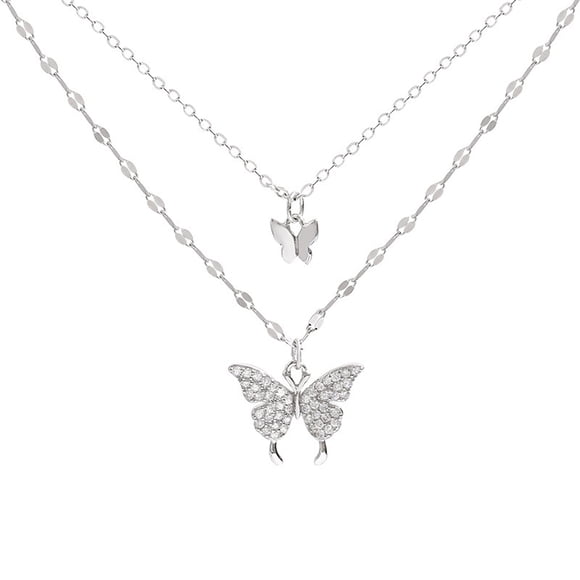 YATLTE Bohemian Butterfly Pendant Necklace, Choker Silver Crystal Choker Necklace, Silver Butterfly Choker Necklace Butterfly Pendant Necklace Silver Butterfly Jewelry
