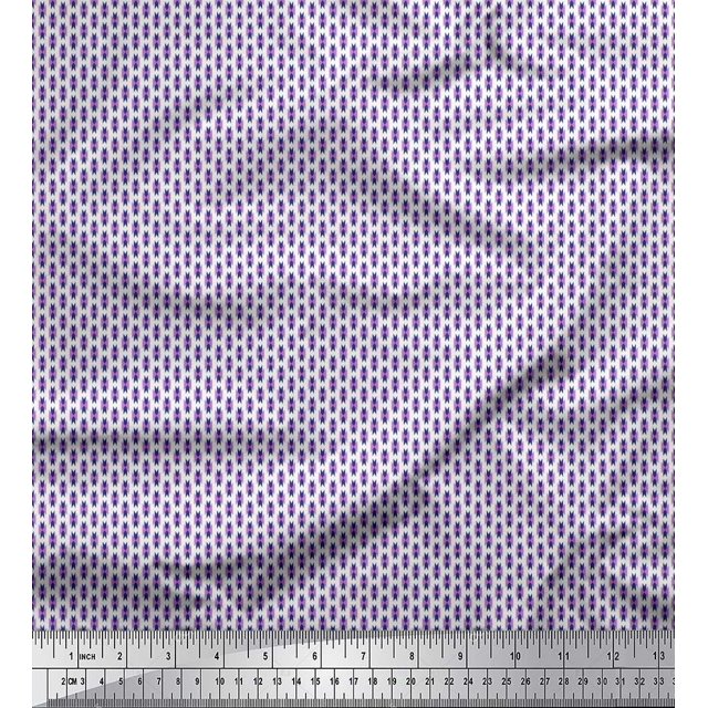 Soimoi Polyester Crepe Fabric Geometric Small Printed Craft Fabric by The Yard 42 Inch Wide
