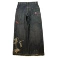 thumbnail image 4 of Lnyulong Unisex Graphic Embroidered Baggy Jeans, Retro Blue, 4 of 6