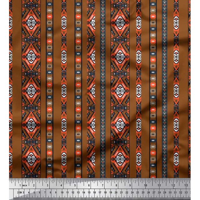Soimoi Poly Georgette Fabric Ikat Southwestern Fabric Prints by Yard 52 Inch Wide