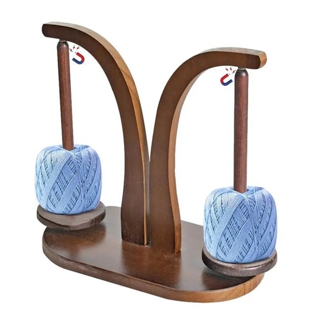 Magnetic Double Yarn Holder Wooden Sewing Yarn Spinner Magnetic Thread Spool Wool Ball Winder ,Yarn Tabletop Clamp