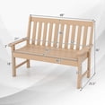 thumbnail image 3 of Gymax Garden Bench All-Weather HDPE 2-Person Outdoor Bench for Front Porch Backyard Teak, 3 of 10