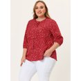 thumbnail image 2 of Agnes Orinda Blouse en Mousseline de Bureau à Volants pour Femme Grande Taille, Col Rond Noué au Cou, 3X Rouge Blanc, 2 of 5