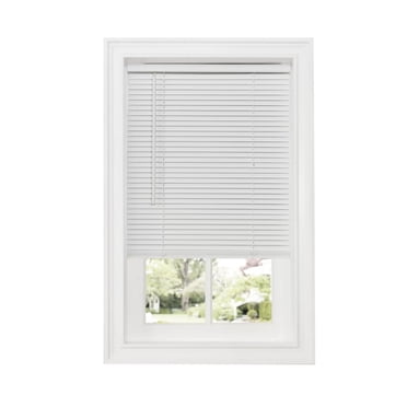Cordless Mini Blind Light Filtering Vinyl Window Blinds, Horizontal Mini Slats Shades Venetian Blinds for Privacy, White 48"W x 45"H