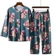 thumbnail image 2 of MAOWAPLG Ensembles de Pyjama pour Femmes 2 Pcs Ensemble d'Été Deux Pièces Manches Longues Col Rond Ensemble de Pyjama Imprimé Hauts Pantalons Ensemble, 2 of 3
