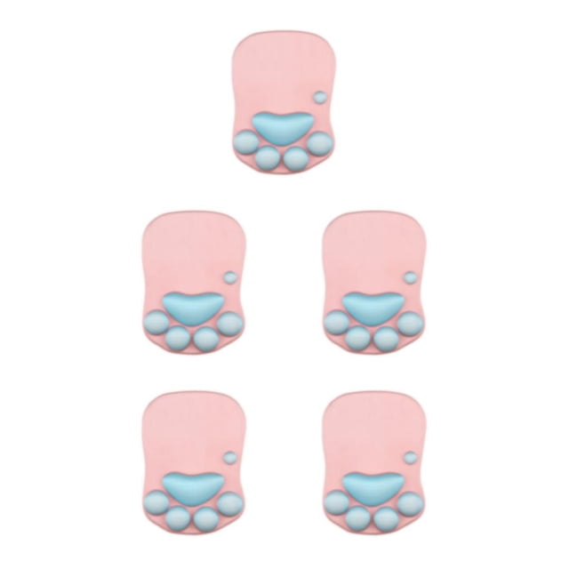 relayinert Stylish Cat Paw Gaming Mouse Mat Wrist Protection Non-slide Base Safe Cute DS-011 pink blue 5Set