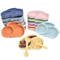 thumbnail image 3 of AMERTEER 9Pcs Children‘S Silicone Tableware Set Baby Non-Slip Divided Children‘S Plate Bowl With Suction Cup, 3 of 5