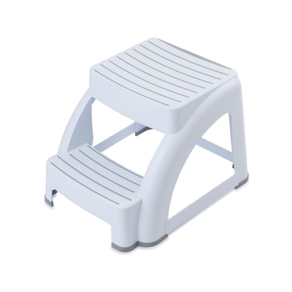 Mistral® Marchepied en plastique ultra-sécurisé à 2 marches blanc